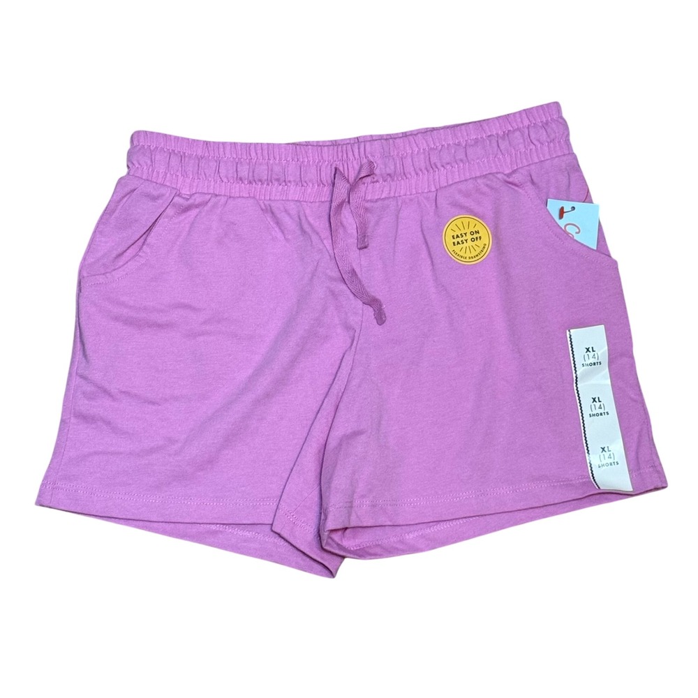 Cat & Jack Girls XL 14 Knit Shorts Purple Cotton Blend New Casual Gym Cheer